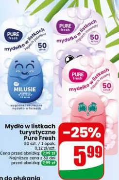 Mydło w listkach turystyczne Pure Fresh