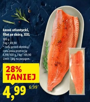 Łosoś atlantycki, filet ze skórą XXL