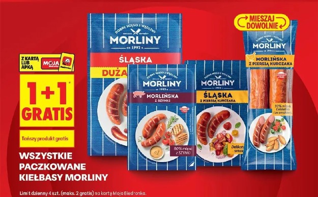 Wszystkie paczkowane kiełbasy Morliny