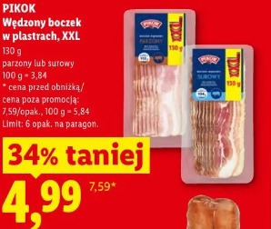 Pikok Wędzony boczek w plastrach, XXL