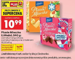 Ptasie Mleczko E.Wedel o smaku mango shake, o smaku mascarpone z malinami