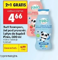 Szampon, żel do mycia lub płyn do kąpieli Pinio