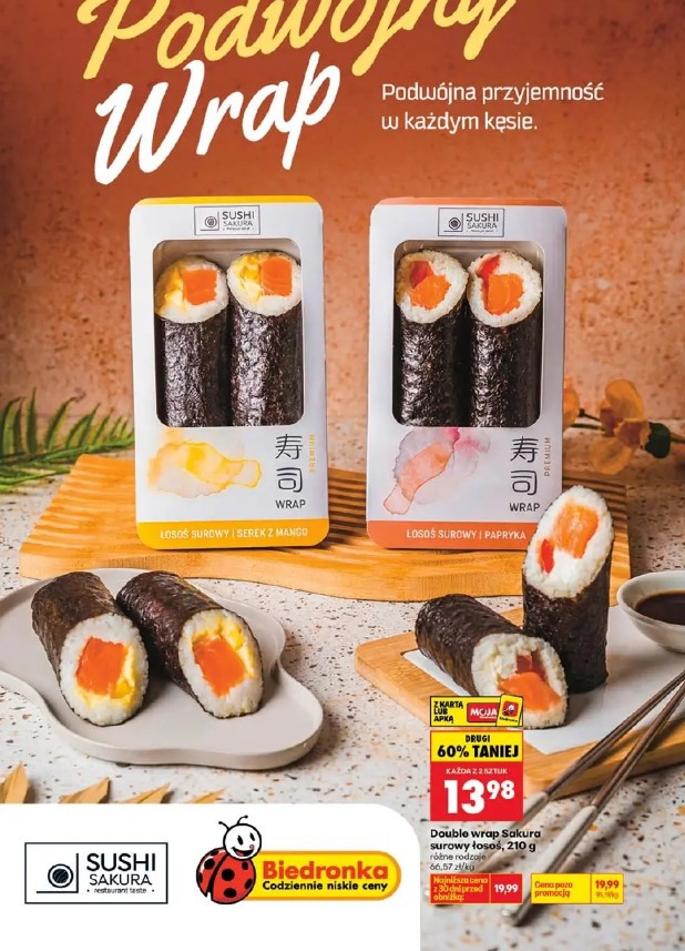 Double wrap Sakura surowy łosoś