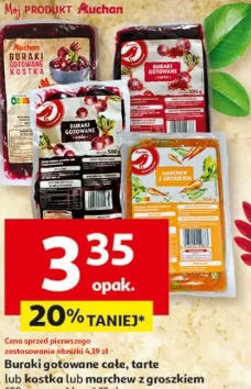 Buraki gotowane całe, tarte lub kostka lub marchew z groszkiem Auchan
