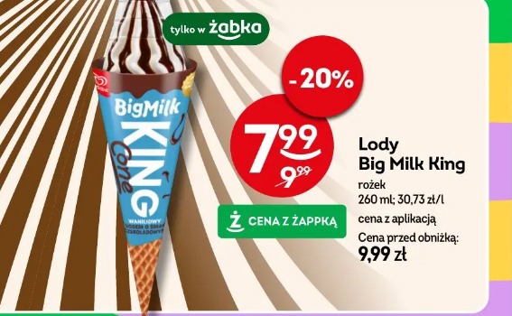 Lody Big Milk King rożek