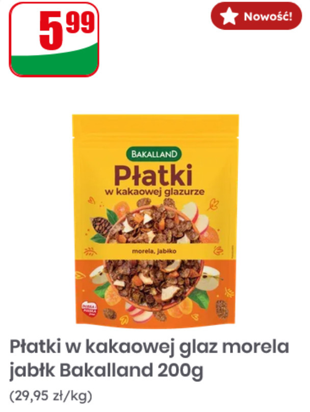 Płatki w kakaowej glaz morela jabłko Bakalland