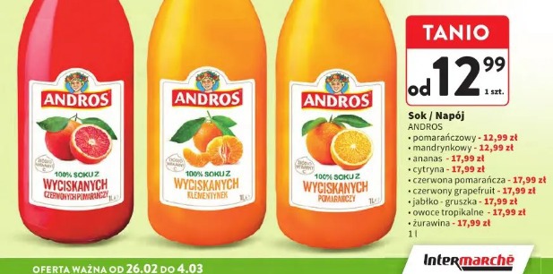 Sok / Napój ANDROS pomarańczowy