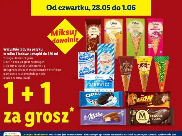 Wszystkie lody na patyku, w rożku i lodowe kanapki do 220 ml