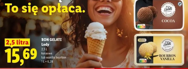 Bon Gelati Lody kakaowe lub wanilia bourbon