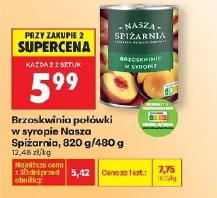 Brzoskwinia połówki w syropie Nasza Spiżarnia, 820 g/480 g