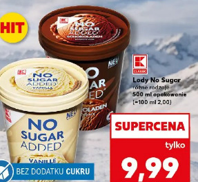 K-Classic Lody No Sugar Added różne rodzaje