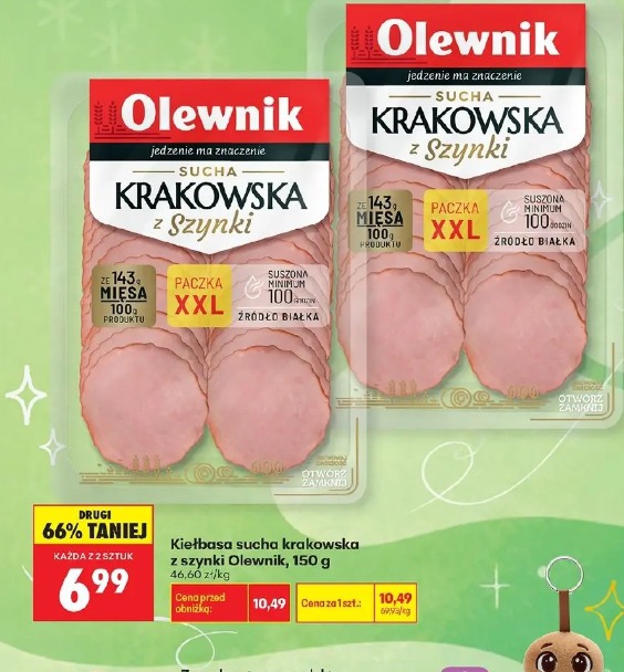 Kiełbasa sucha krakowska z szynki Olewnik