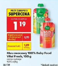 Mus owocowy 100% Baby Food Vital Fresh, 100 g