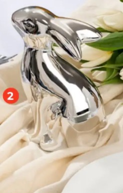 Duży srebrny zając ceramiczny