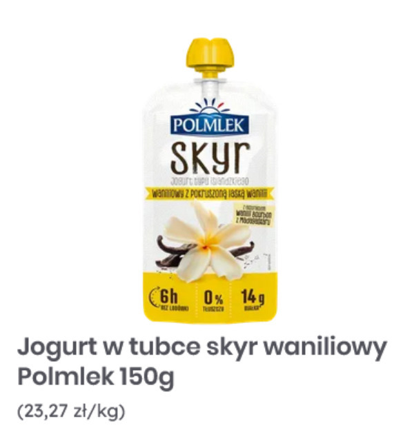Jogurt w tubce skyr waniliowy Polmlek