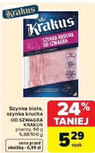 Szynka biała, szynka krucha OD SZWAGRA KRAKUS plastry