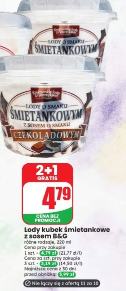 Lody kubek śmietankowe z sosem B&G