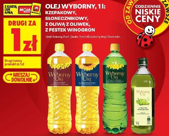 Olej Wyborny rzepakowy, słonecznikowy, z oliwą z oliwek, z pestek winogron