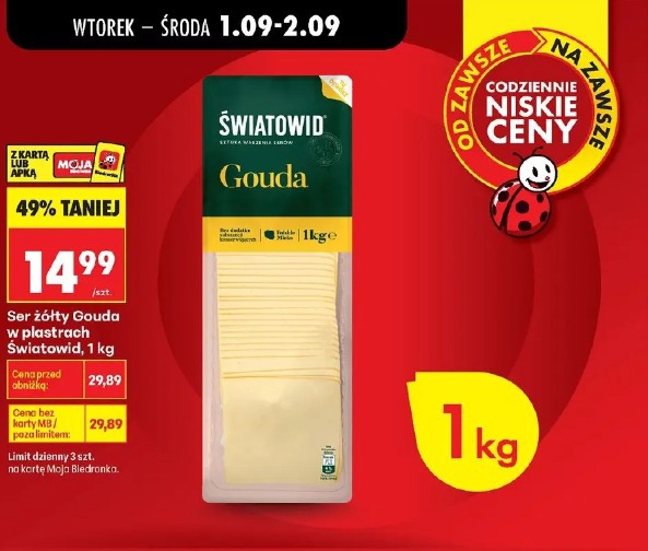 Ser żółty Gouda w plastrach Światowid