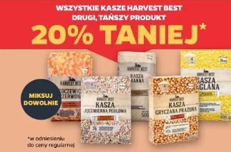 Wszystkie kasze Harvest Best drugi, tańszy produkt 20% taniej