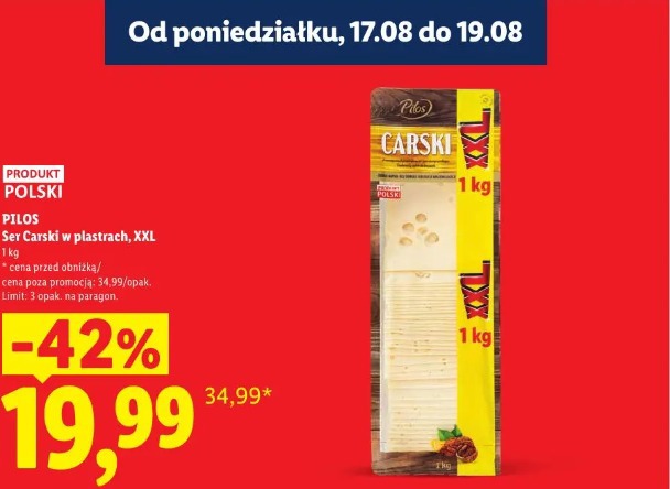 Pilos Ser Carski w plastrach, XXL