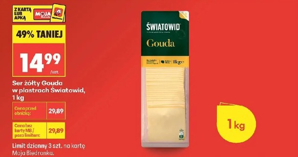 Ser żółty Gouda w plastrach Światowid
