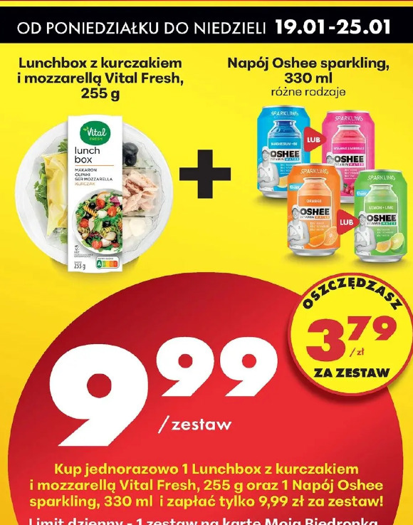 Lunchbox z kurczakiem i mozzarellą Vital Fresh + Napój Oshee sparkling
