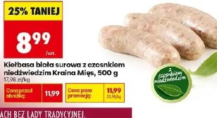 Kiełbasa biała surowa z czosnkiem niedźwiedzim Kraina Mięs