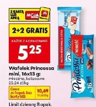 Wafelek Princessa mini, 16x13 g: orzechowa, kokosowa