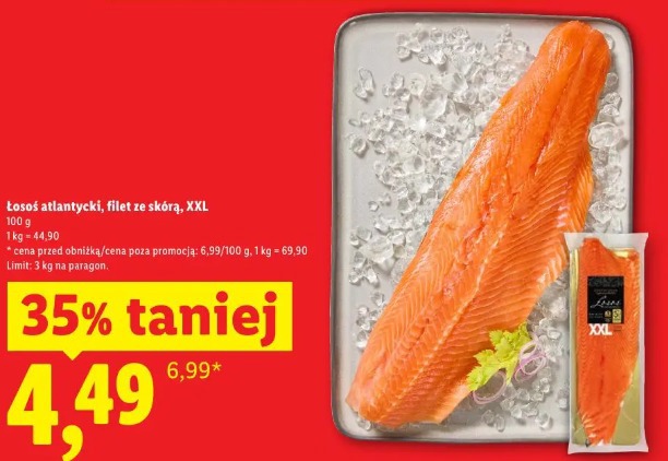 Łosoś atlantycki, filet ze skórą, XXL