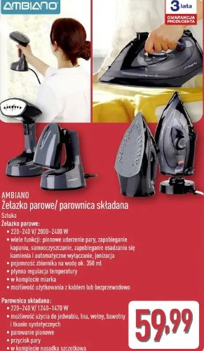 Ambiano Żelazko parowe/ parownica składana