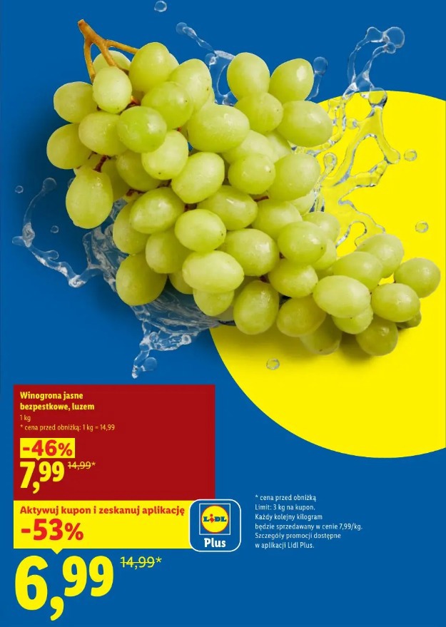 Winogrona jasne bezpestkowe