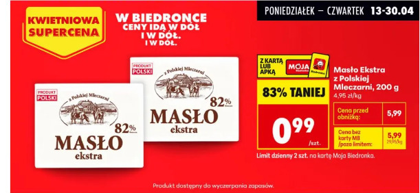 Masło Ekstra z Polskiej Mleczarni, 200 g
