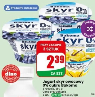 Jogurt skyr owocowy 0% cukru Bakoma