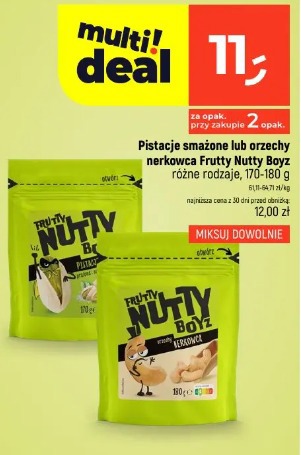 Pistacje smażone lub orzechy nerkowca Fruity Nutty Boyz różne rodzaje