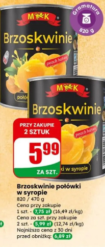 Brzoskwinie połówki w syropie M&K