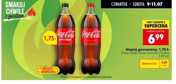 Napój gazowany, 1.75 l: Coca-Cola, Coca-Cola Zero Cukru