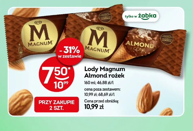 Lody Magnum Almond rożek
