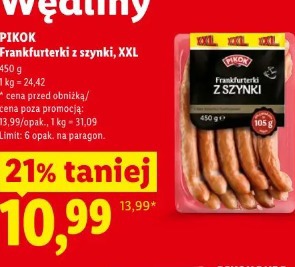 Pikok Frankfurterki z szynki, XXL