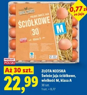 Świeże jaja ściółkowe, wielkość M, klasa A