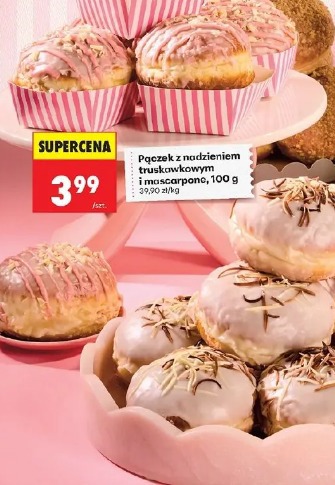 Pączek z nadzieniem truskawkowym i mascarpone