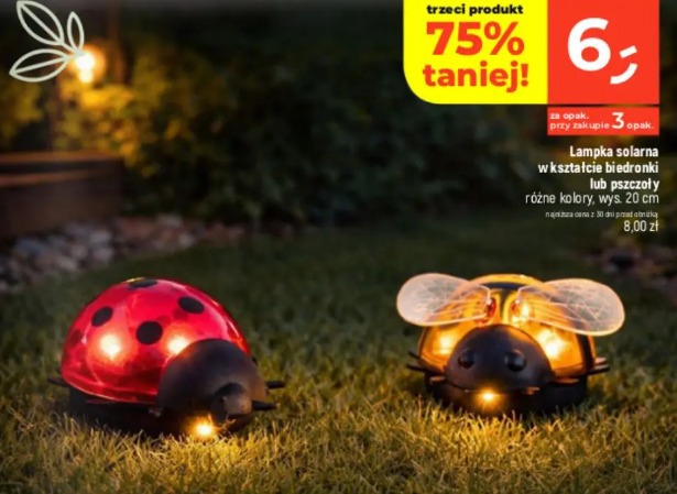 Lampka solarna w kształcie biedronki lub pszczoły