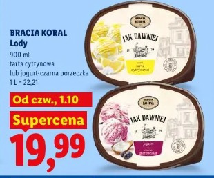 Bracia Koral Lody tarta cytrynowa lub jogurt-czarna porzeczka