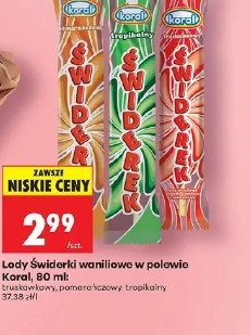Lody Świderki waniliowe w polewie Koral