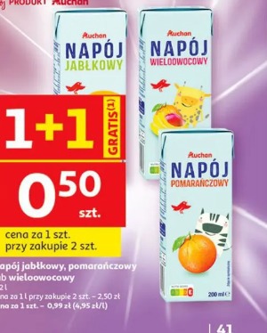 Napój jabłkowy, pomarańczowy lub wieloowocowy Auchan