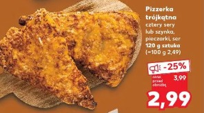 Pizzerka trójkątna cztery sery lub szynka, pieczarki, ser