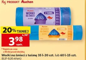 Auchan worki na śmieci z taśmą