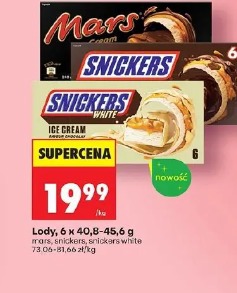Lody, mars, snickers, snickers white