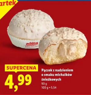 Pączek z nadzieniem o smaku michałków śnieżkowych