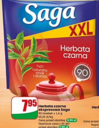 Herbata czarna ekspresowa Saga